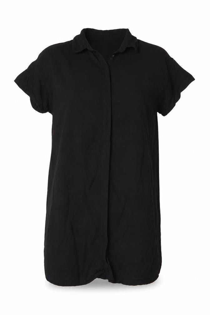 H&M Womens Black Viscose Shift Dress XS Short Sleeve V-Neck