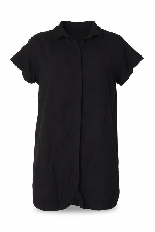 H&M Womens Black Viscose Shift Dress XS Short Sleeve V-Neck