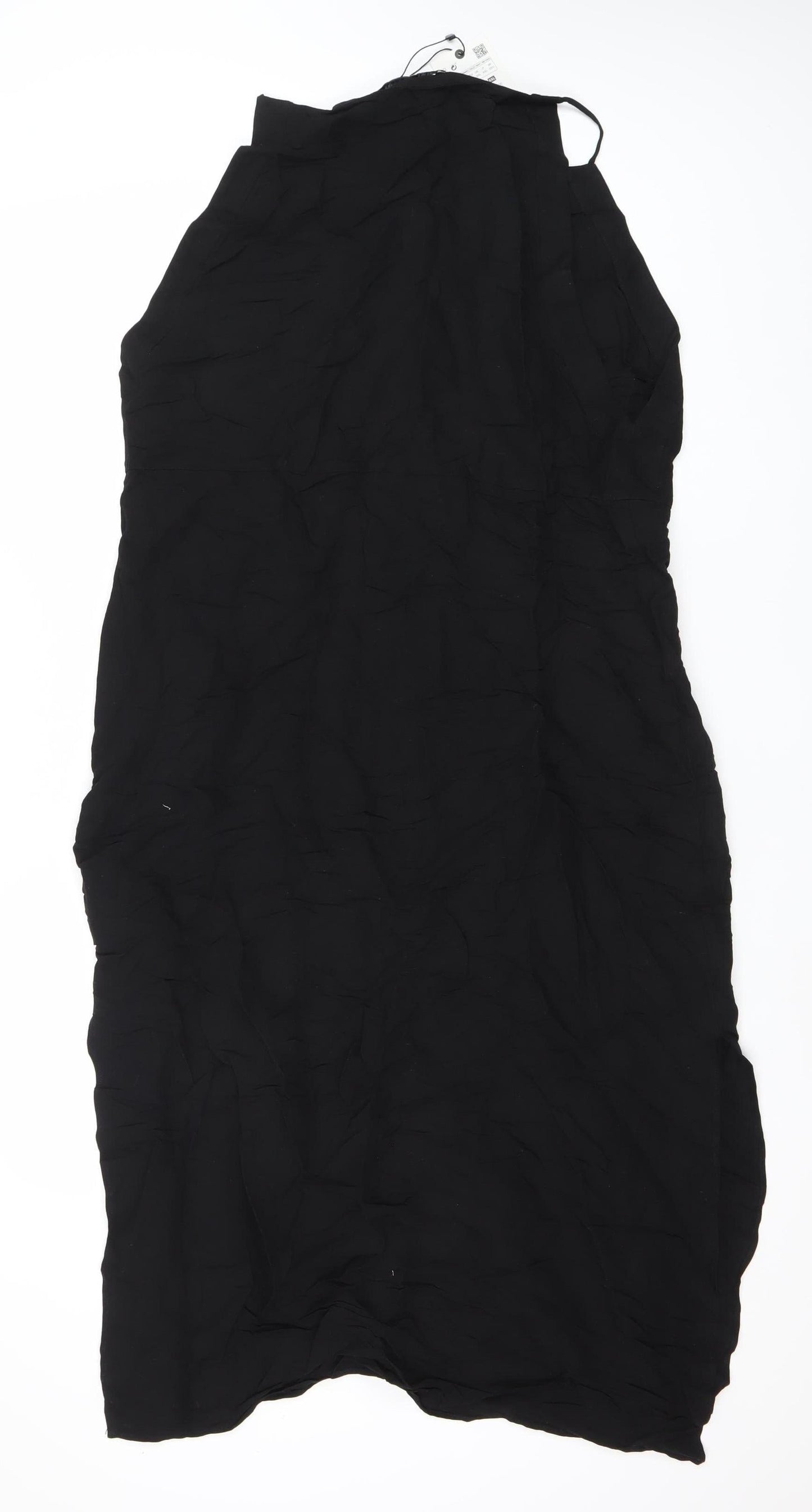 Zara Women Black Strapless Midi Dress Size 6 Linen Blend