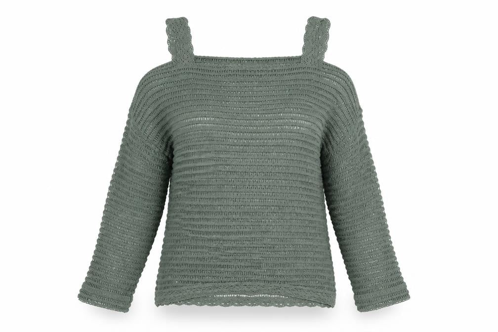 Next Womens Green Open Knit Pullover Jumper UK 10 Regular Square Neck