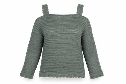Next Womens Green Open Knit Pullover Jumper UK 10 Regular Square Neck