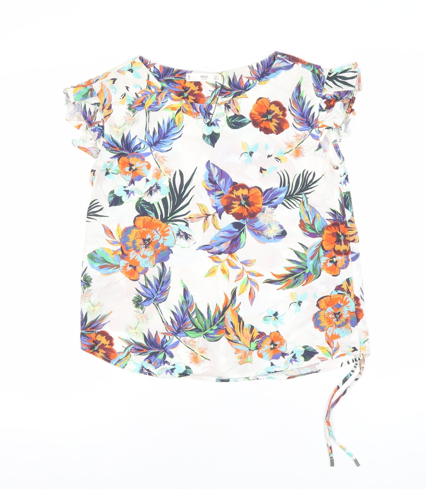 MNG Women’s Multicoloured Floral Cotton Tunic Blouse Size 10