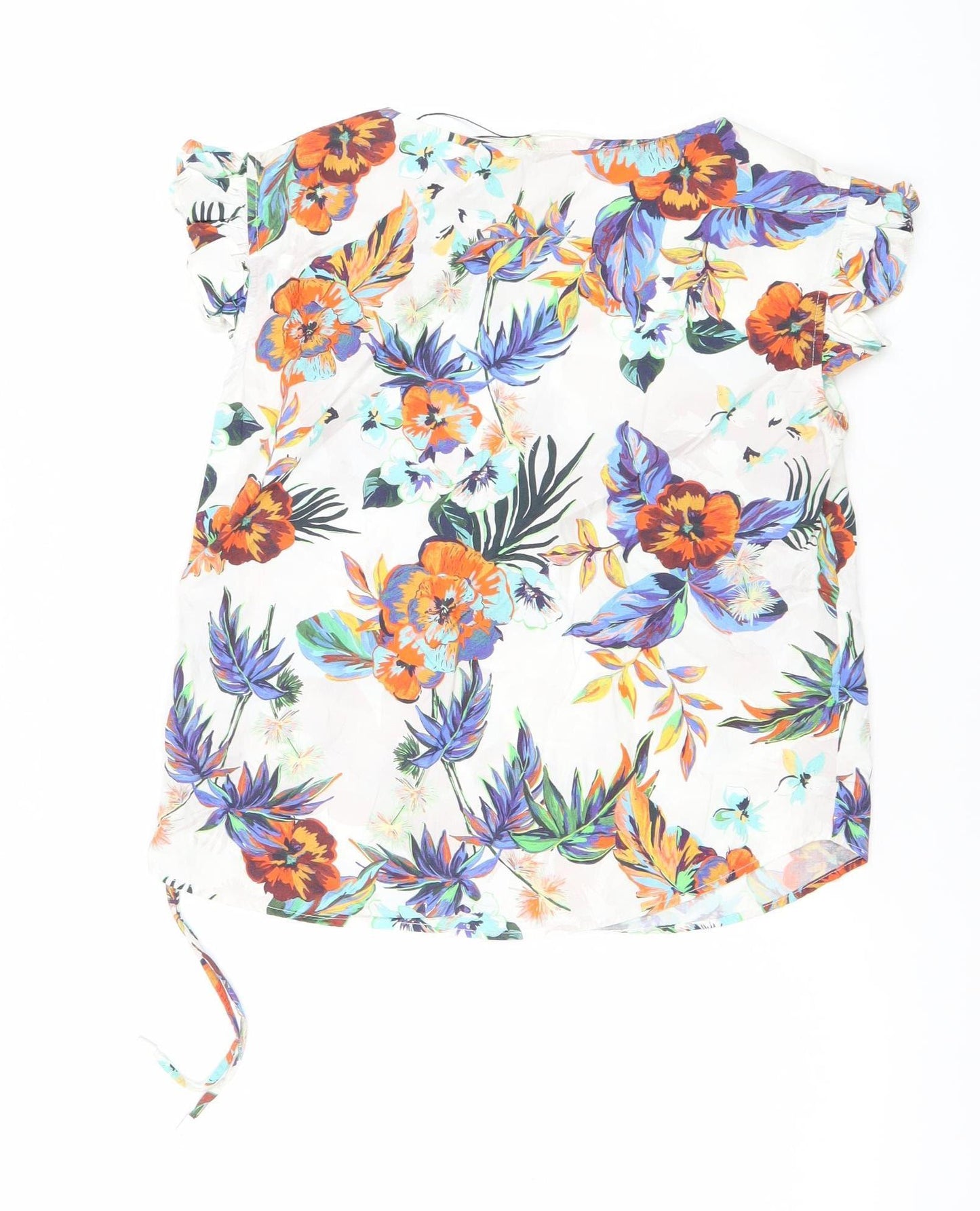 MNG Women’s Multicoloured Floral Cotton Tunic Blouse Size 10