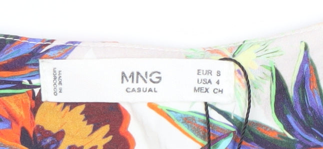 MNG Women’s Multicoloured Floral Cotton Tunic Blouse Size 10