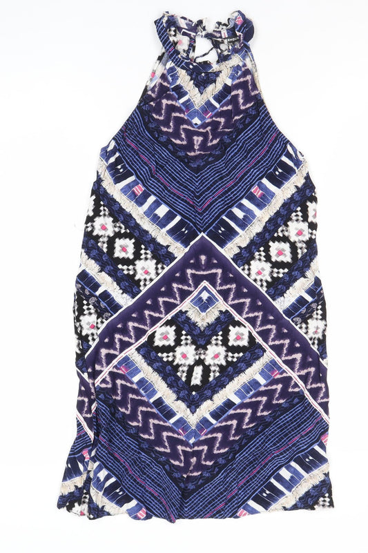 Warehouse Women’s Multicoloured Geometric Mini Halter Shift Dress Size 6