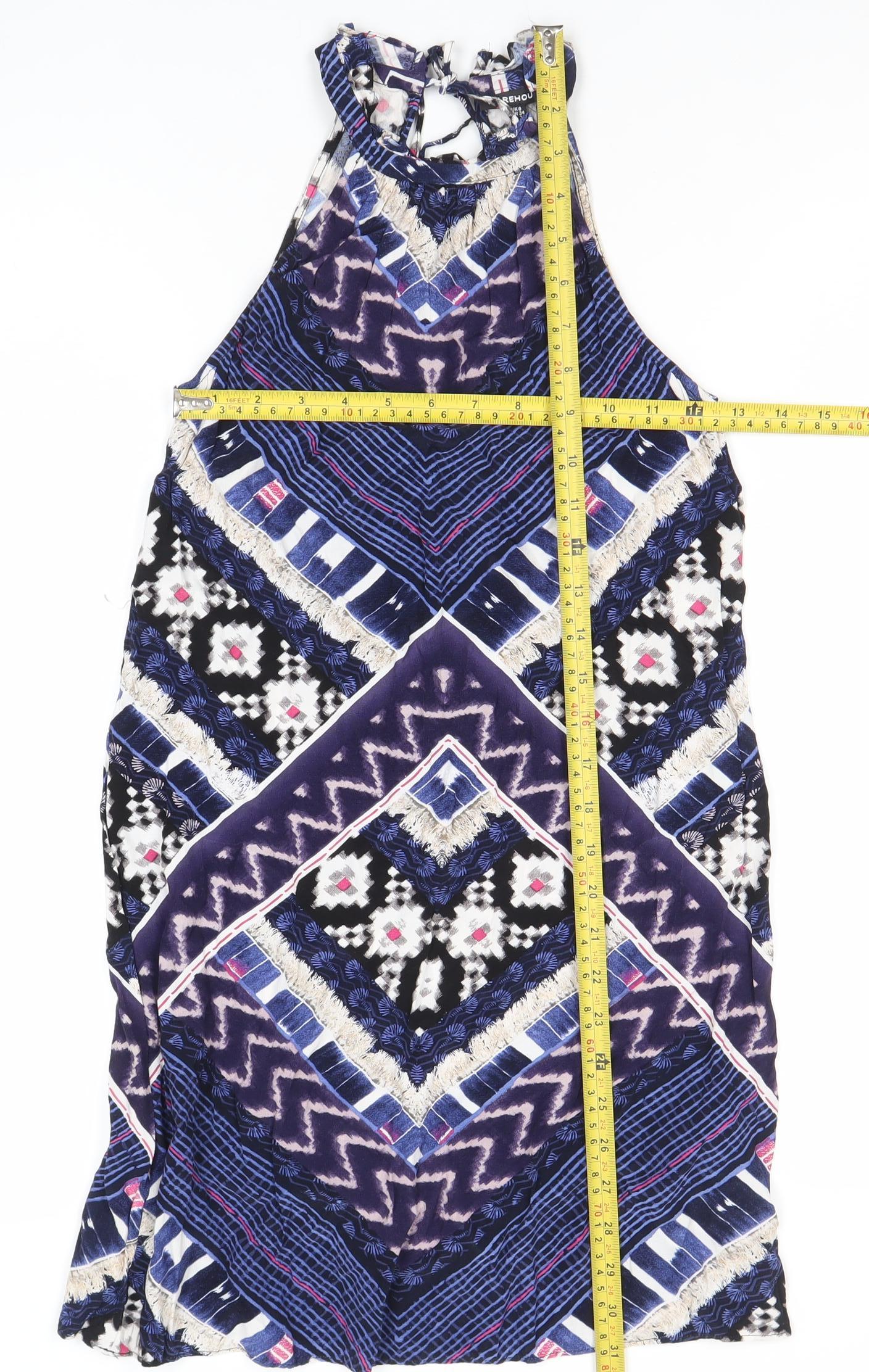Warehouse Women’s Multicoloured Geometric Mini Halter Shift Dress Size 6