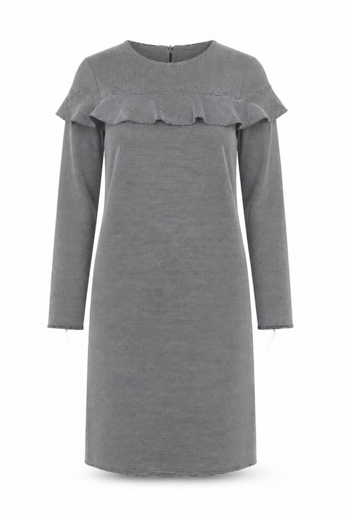 Marks & Spencer Womens Grey Striped Ruffle Sheath Dress Size 8