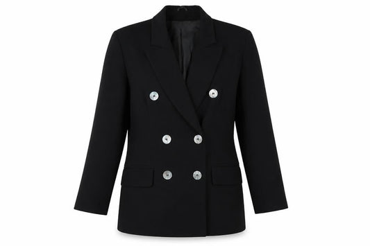 J. Taylor Womens Black Wool Double-Breasted Blazer Size 12