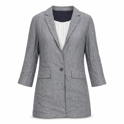 Cartonnier Womens Grey Linen Blend Blazer Jacket Size S