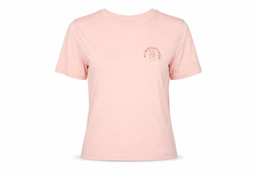 Monki Womens Pink XS Crew Neck Short Sleeve Cotton T-Shirt