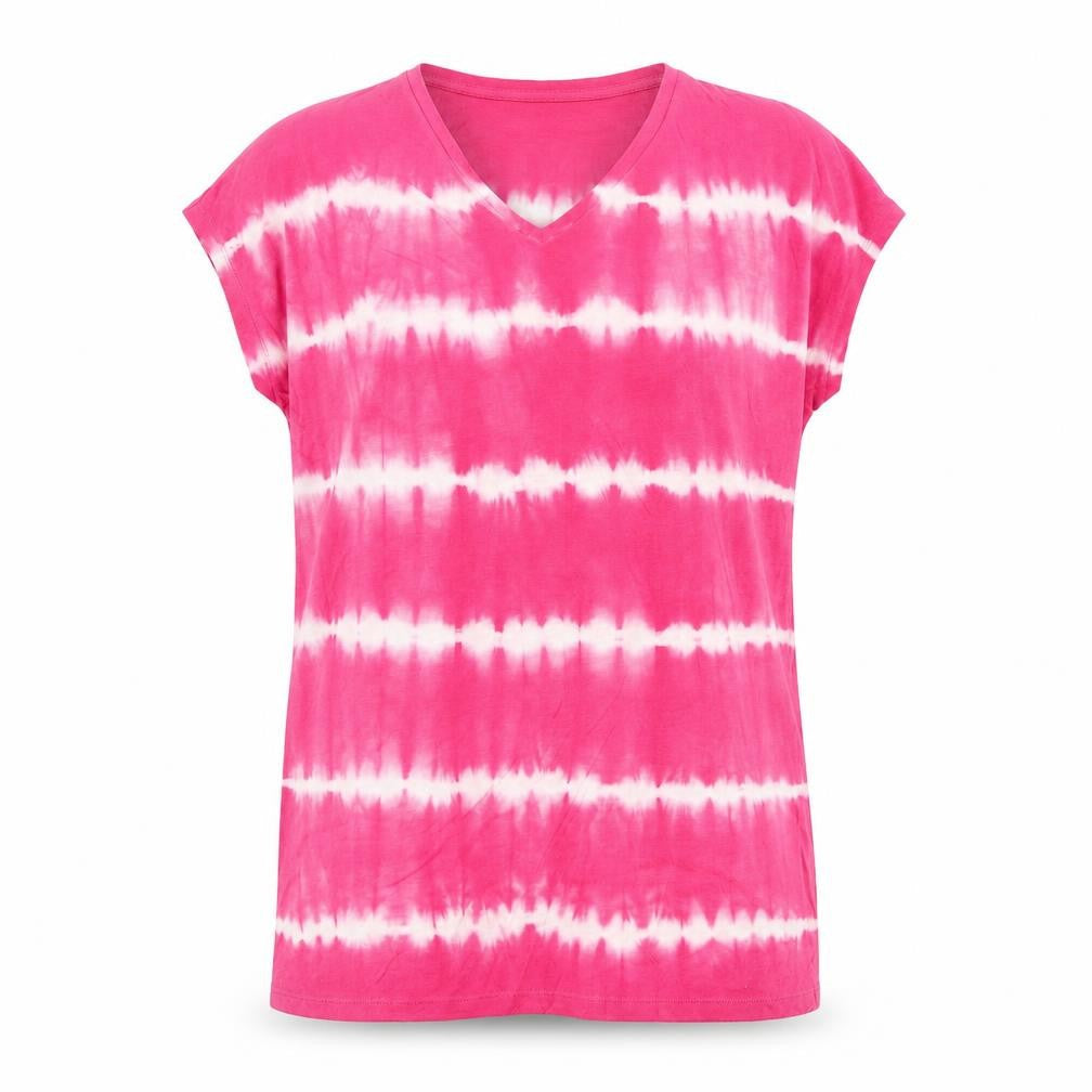 Marks & Spencer Womens Pink Tie Dye V-Neck T-Shirt UK 8