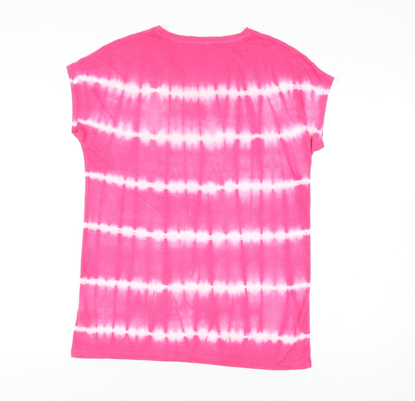 Marks and Spencer Womens Pink Tie Dye V-Neck T-Shirt UK 8