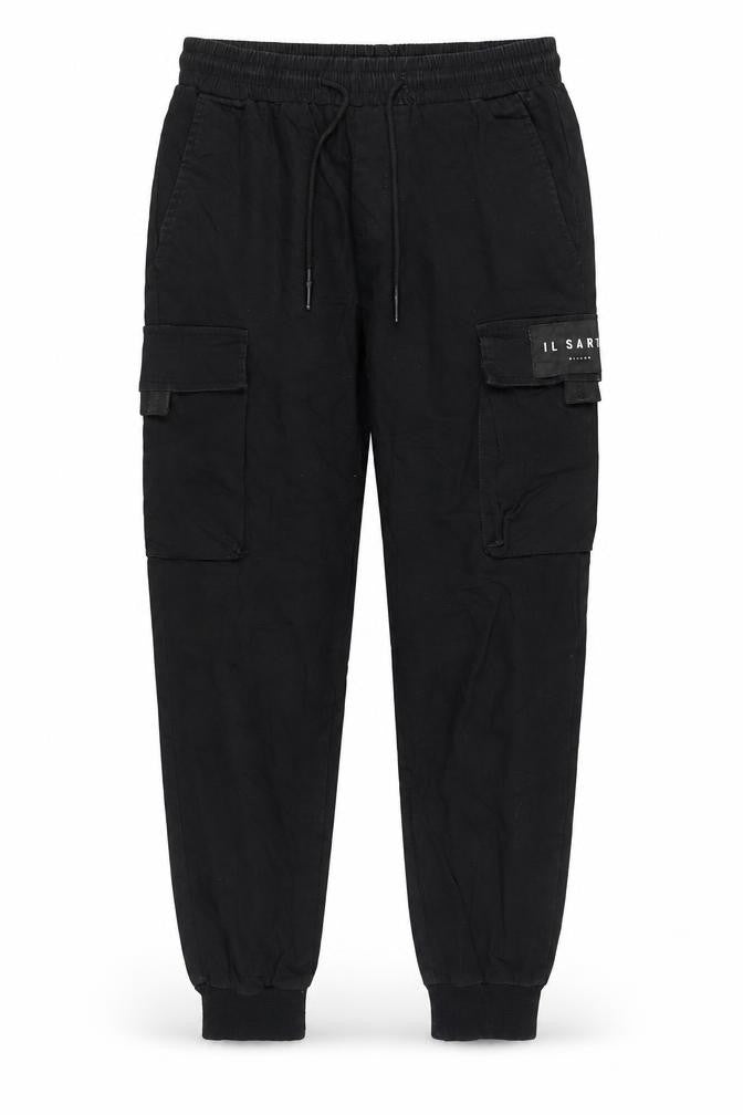 IL Sarto Boys Black Cargo Jogger Trousers 28in Waist Cotton Blend