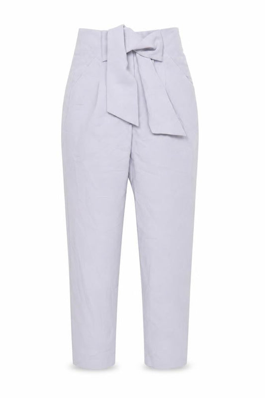 Lost Ink Women’s Grey Size 6 Paperbag Tapered Trousers Belted Workwear
