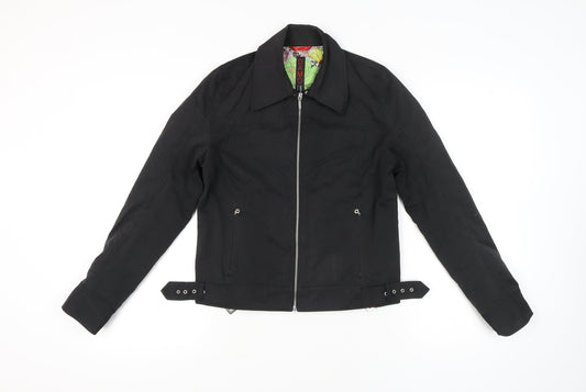 Damo Womens Black Size 10 Biker Jacket Cotton Blend
