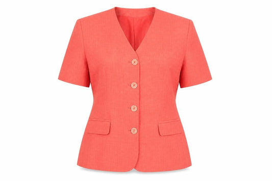 George Women’s Orange Suit Top Size 16 Polyester Short Sleeve Four-Button