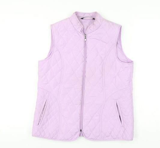 BM Casual Womens Purple Quilted Waistcoat Gilet Size 12 Zip Padded Vest