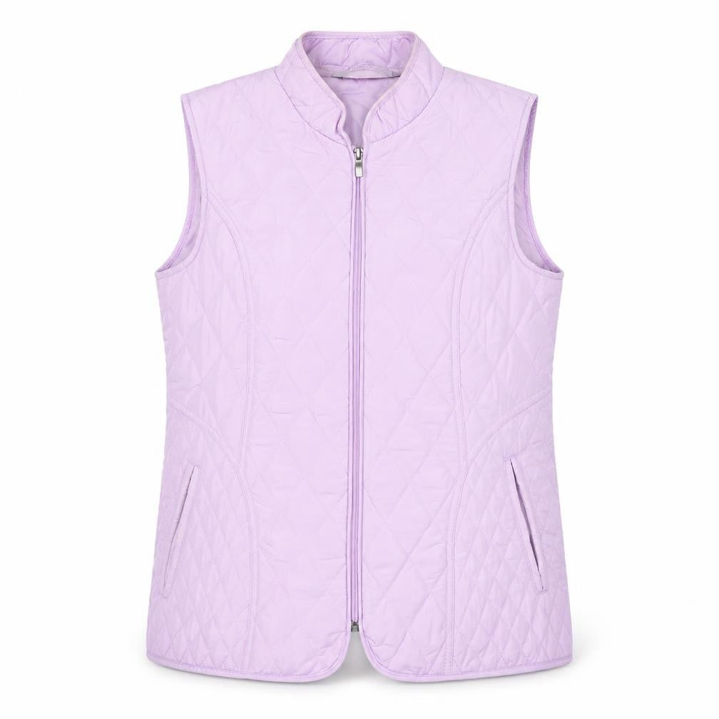 Bonmarché Womens Purple Quilted Waistcoat Gilet Size 12 Zip Padded Vest