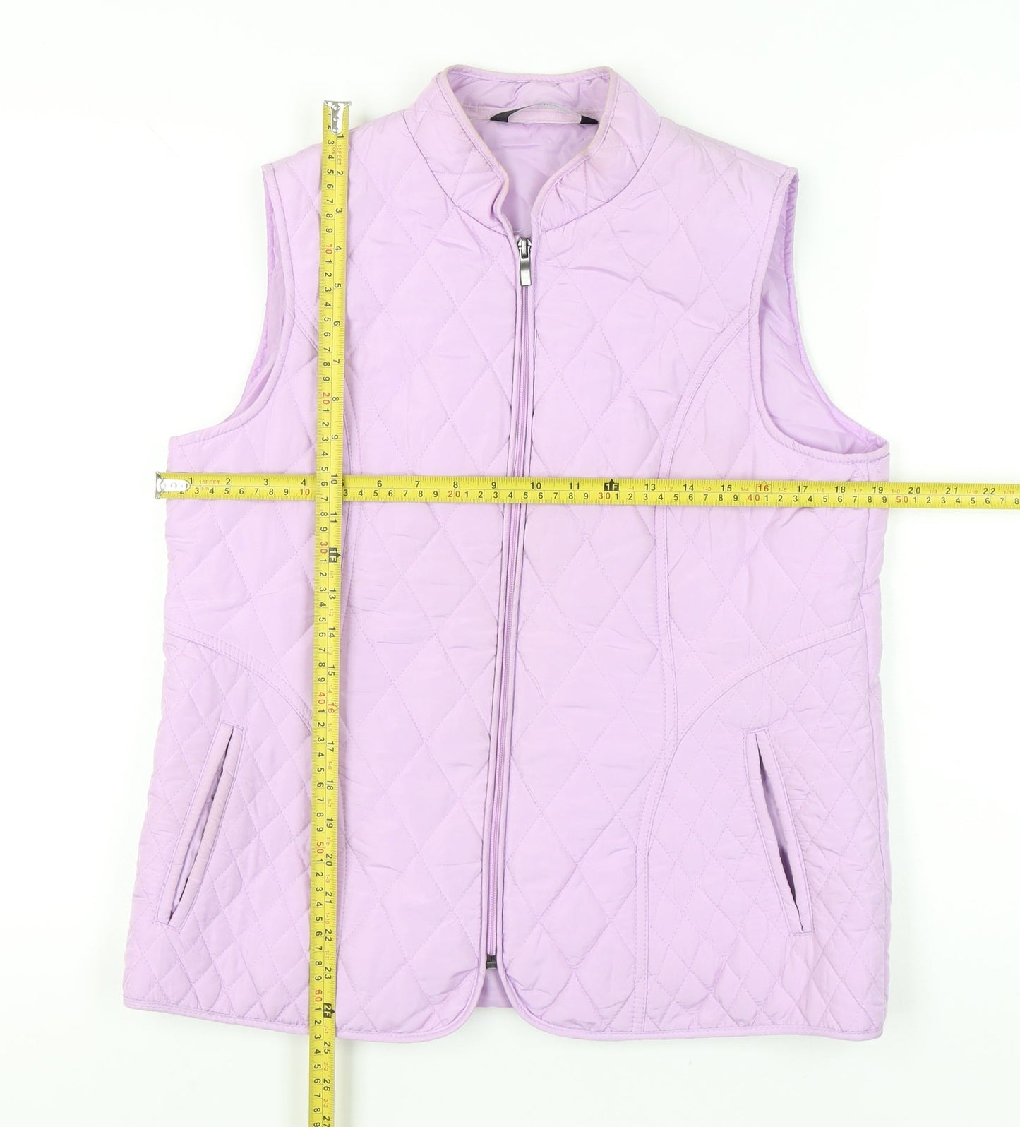 BM Casual Womens Purple Quilted Waistcoat Gilet Size 12 Zip Padded Vest