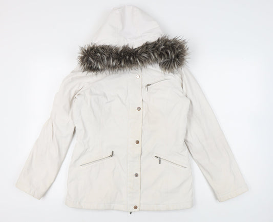 Weatherproof Womens White Small Mid-Length Hooded Parka Jacket