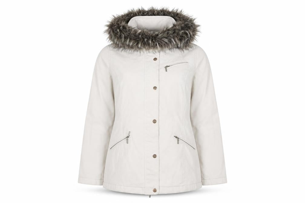 Weatherproof Womens White Small Mid-Length Hooded Parka Jacket