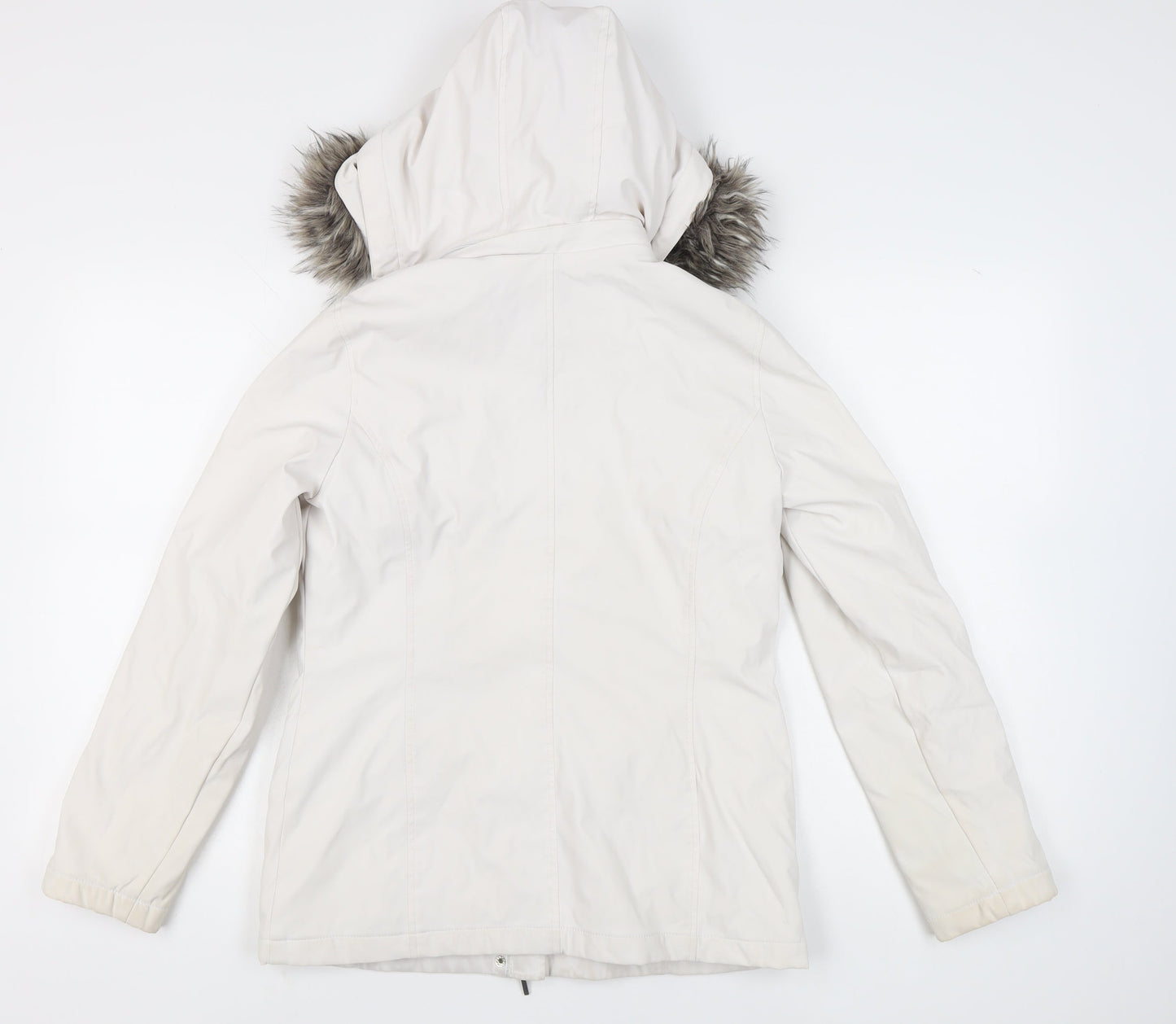 Weatherproof Womens White Small Mid-Length Hooded Parka Jacket