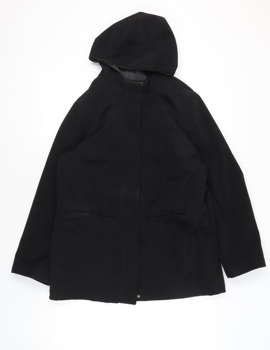 BHS Womens Black Polyester Hooded Parka Coat Size 14 Regular