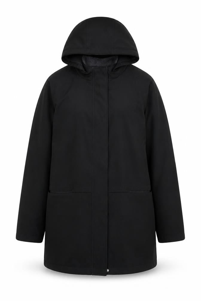 BHS Womens Black Polyester Hooded Parka Coat Size 14 Regular