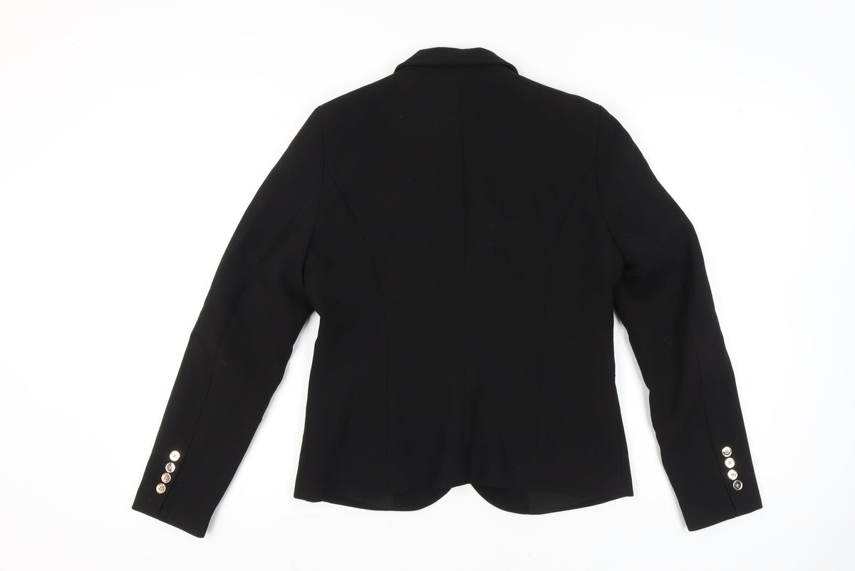 Vila Women’s Black Blazer Jacket Size M Notch Lapel Tailored Workwear