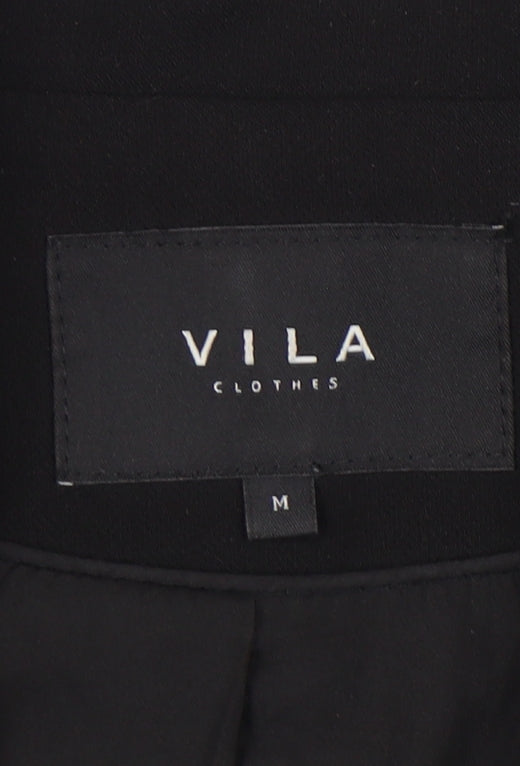 Vila Women’s Black Blazer Jacket Size M Notch Lapel Tailored Workwear