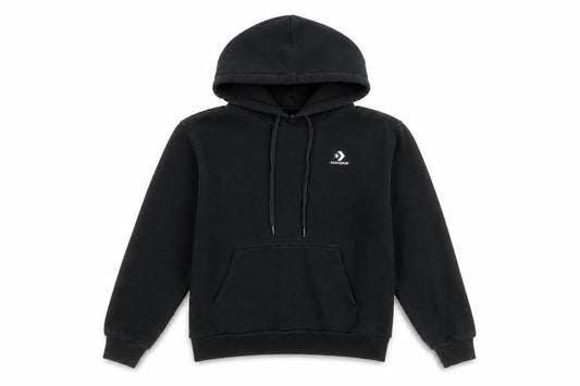 Converse Womens Black Pullover Hoodie Small Logo Sweatshirt