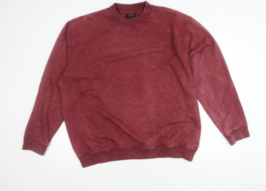 boohooMAN Men’s Red Crew Neck Pullover Sweatshirt Size L