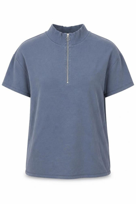 Marks and Spencer Women Blue Size 20 Mock Neck Zip T-Shirt