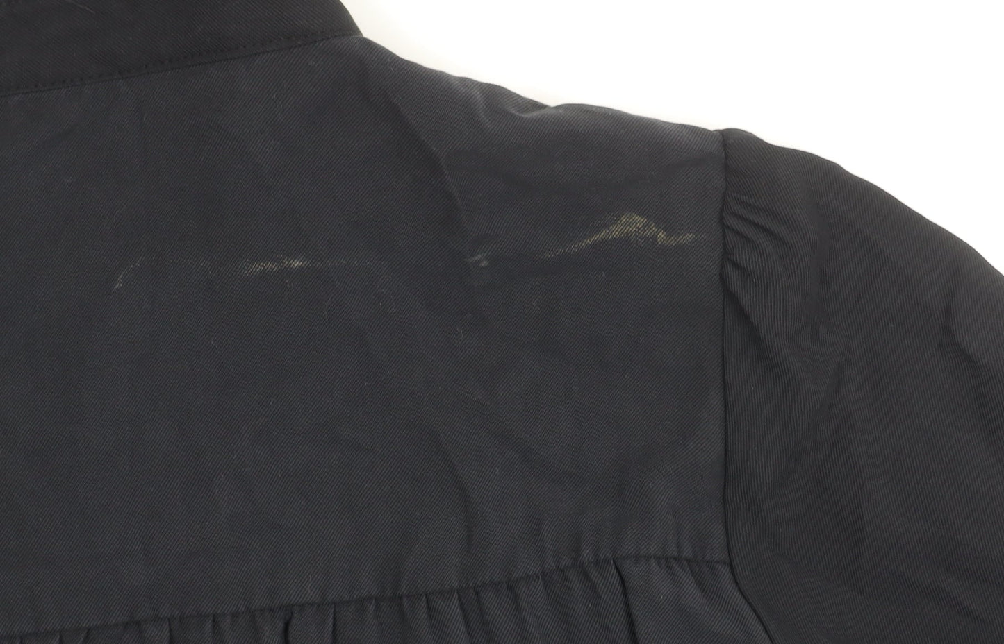 Zara Women Black Viscose Blend Collared Mini Shirt Dress Size 10