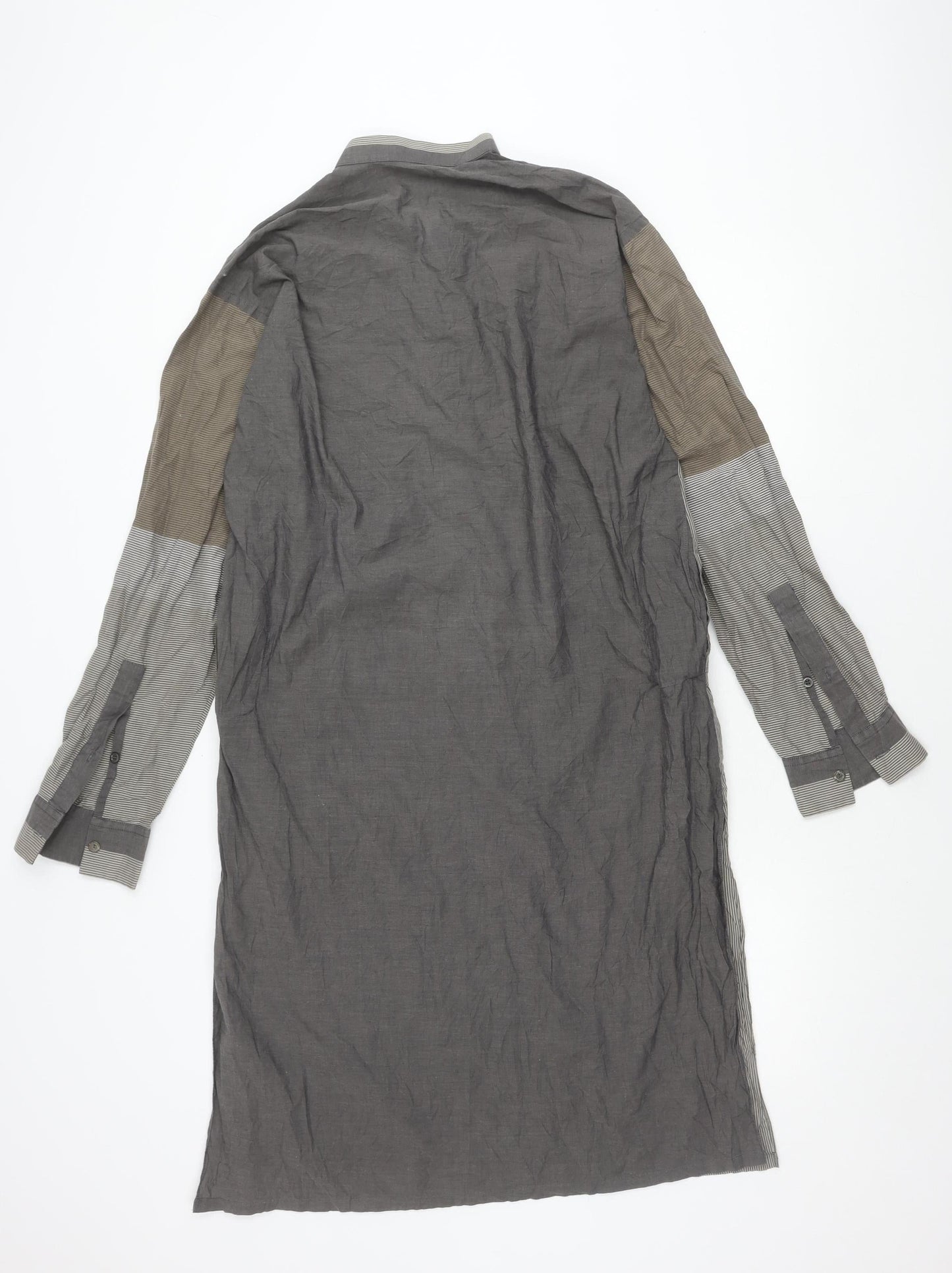 AXE Male Boutique Men's Grey Brown Striped Long Sleeve Shirt L