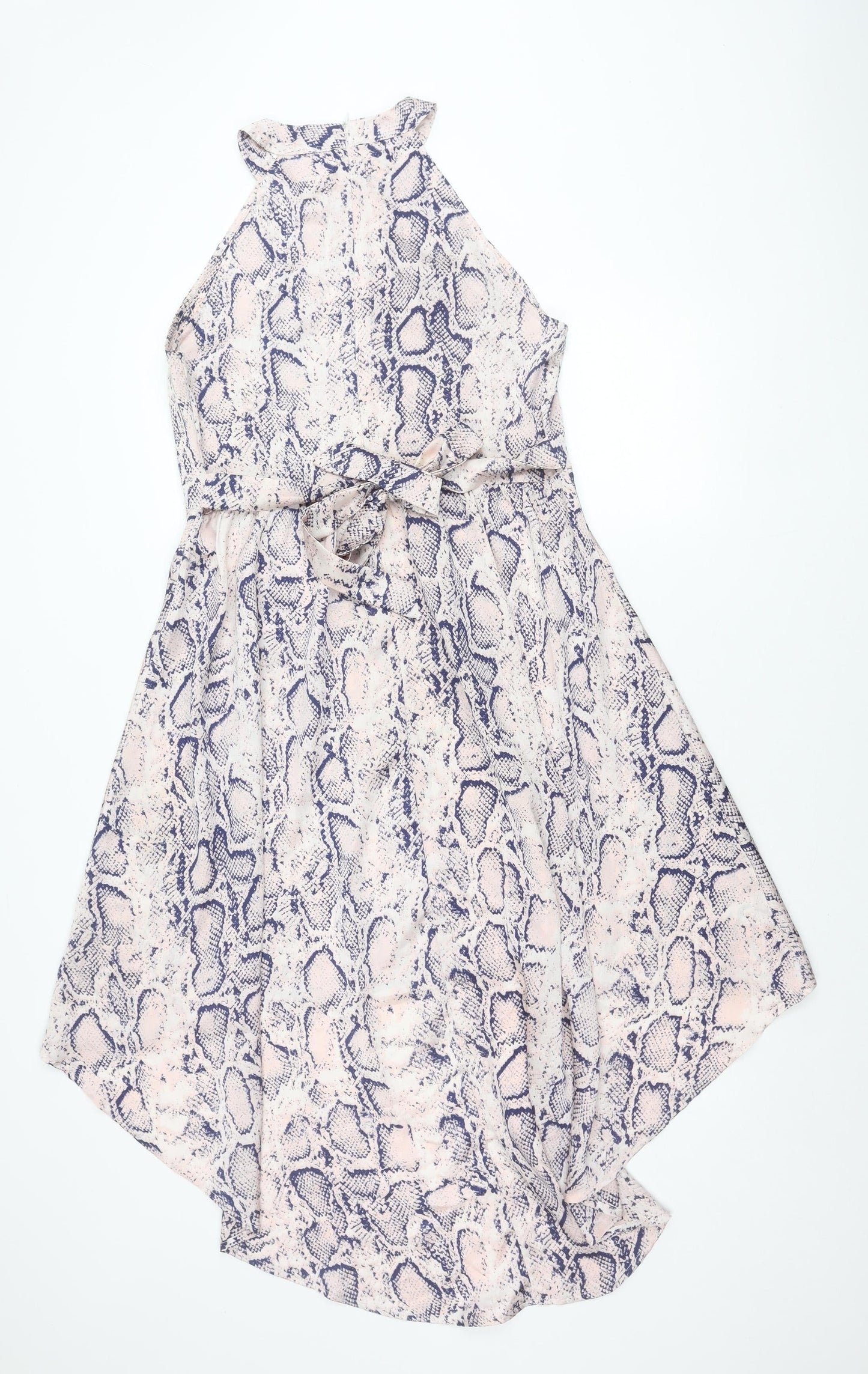 Blue Vanilla Womens Pink Blue Animal Print Sleeveless Midi Dress UK 14