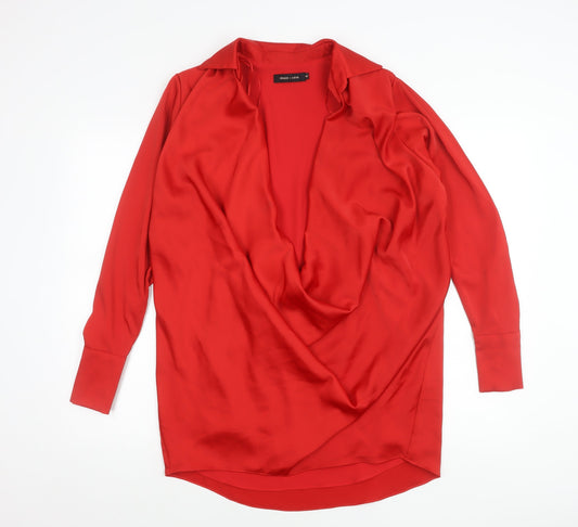 Peace + Love Womens Red Shirt Dress Size S Long Sleeve Cowl Neck