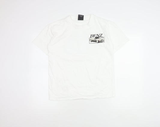 Vintage Giant Tee Jays Unisex White Small Benz Car Graphic T-Shirt