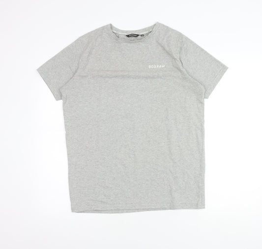 BOXRAW Men's Grey XS Crew Neck Short Sleeve Cotton T-Shirt