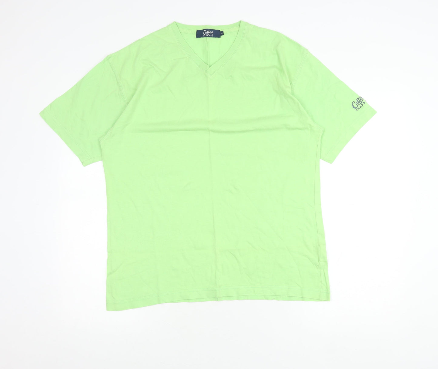 Cotton Traders Men's Green Small V-Neck Short Sleeve T-Shirt