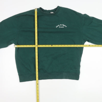 Divided Womens Green Logo Sweatshirt S Regular Fit Pullover Crew Neck