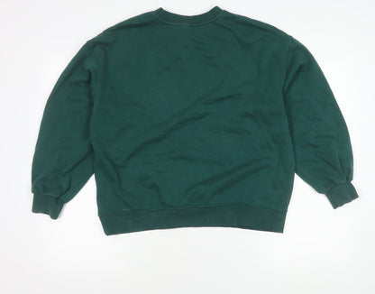 Divided Womens Green Logo Sweatshirt S Regular Fit Pullover Crew Neck