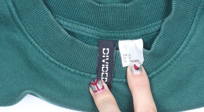 Divided Womens Green Logo Sweatshirt S Regular Fit Pullover Crew Neck