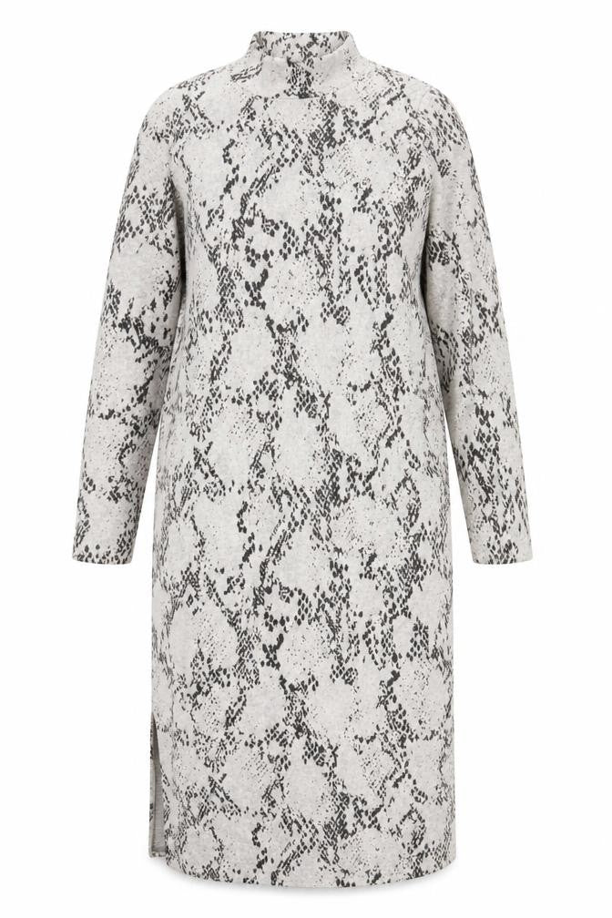 Marks & Spencer Women Grey Animal Print Long Sleeve Shift Dress Size 14