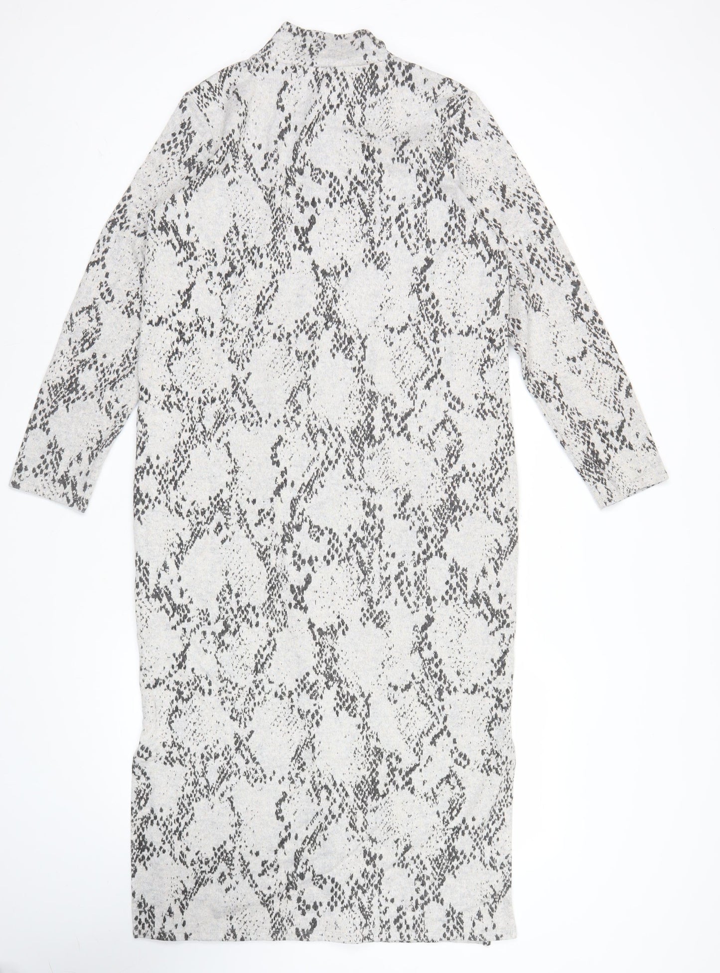 Marks and Spencer Women Grey Animal Print Long Sleeve Shift Dress Size 14