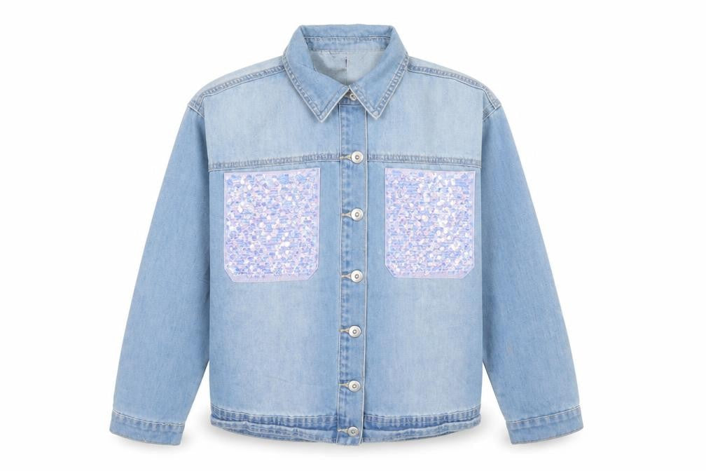 George Girls Blue Denim Sequin Shirt Jacket 12-13 Years Button Up
