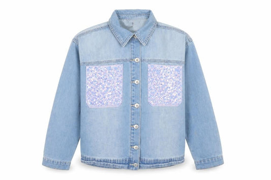 George Girls Blue Denim Sequin Shirt Jacket 12-13 Years Button Up