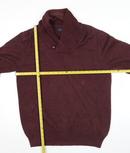 Marks & Spencer Mens Red XL Collared Cotton Pullover Jumper