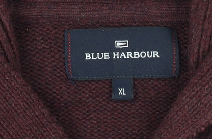 Marks & Spencer Mens Red XL Collared Cotton Pullover Jumper