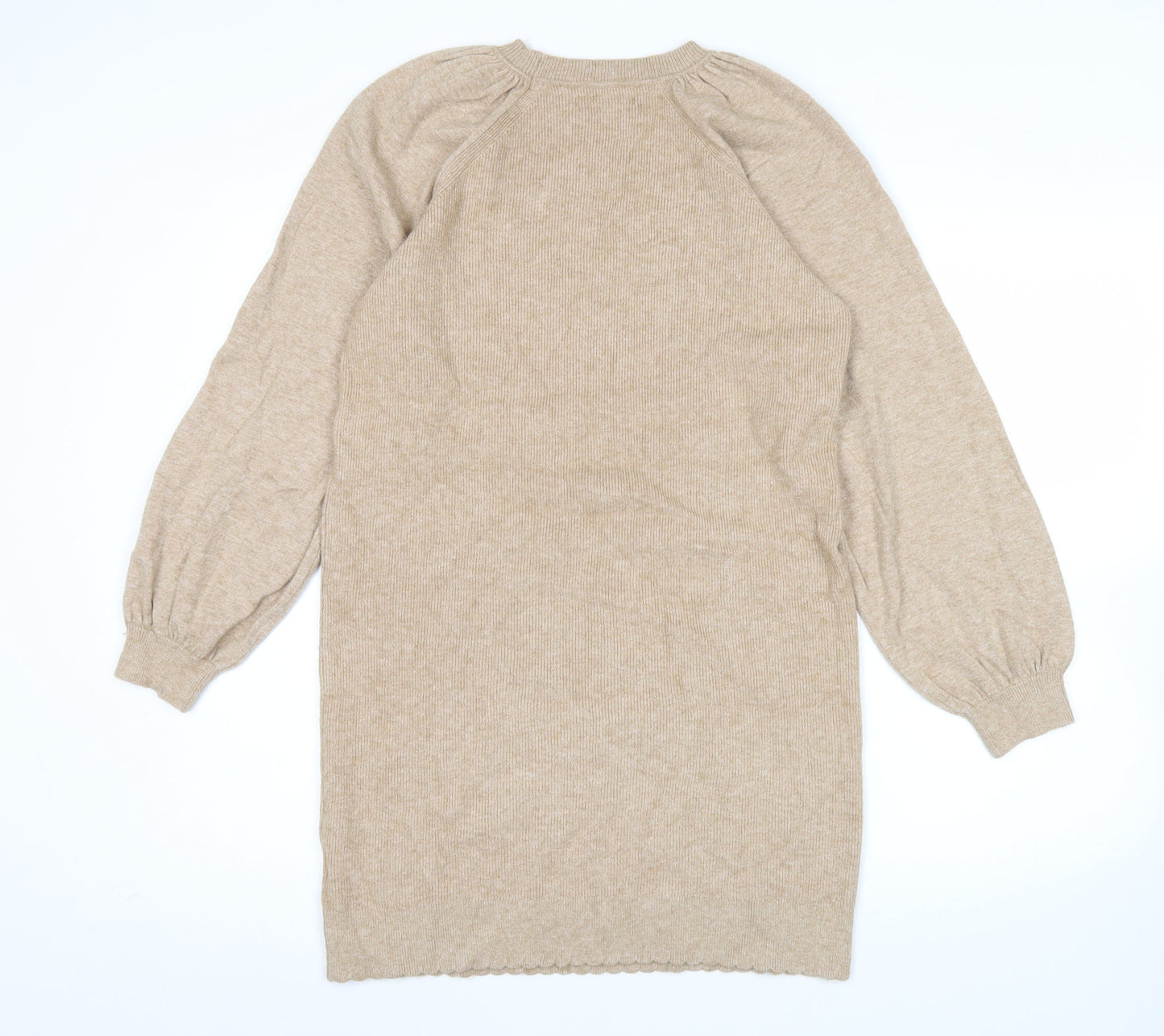 Oliver Bonas Women Beige Size 8 Tunic Jumper Long Sleeve Knit